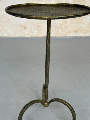 Small Spanish Iron Drinks Table with Hammered Top (TG0124-52